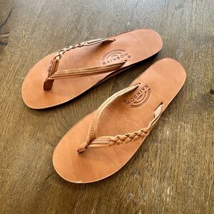 NWOT Braided Rainbow Flip Flops